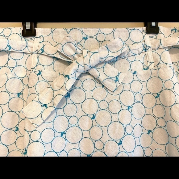 DJ&Co White Linen blend Belted Embroidered Skater Style Skirt Size 16 NWT - Picture 4 of 11